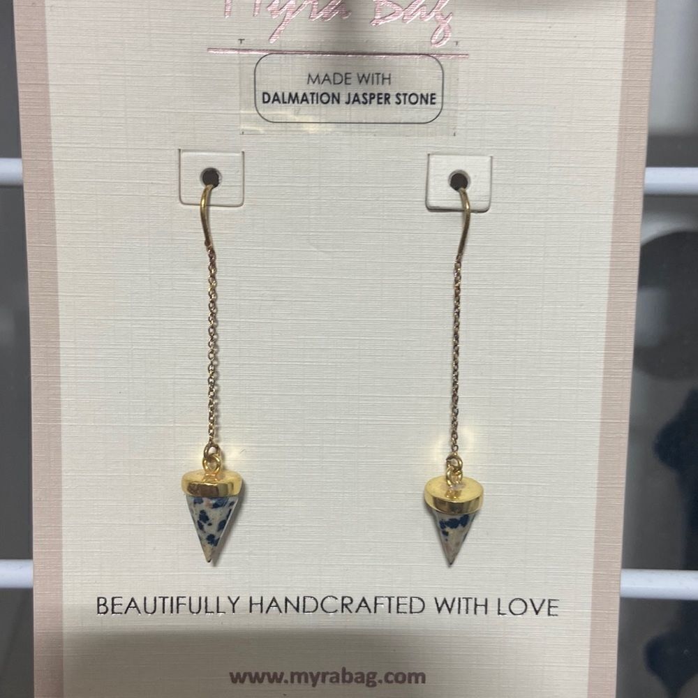 ‎Dalmatian jasper stone earrings
